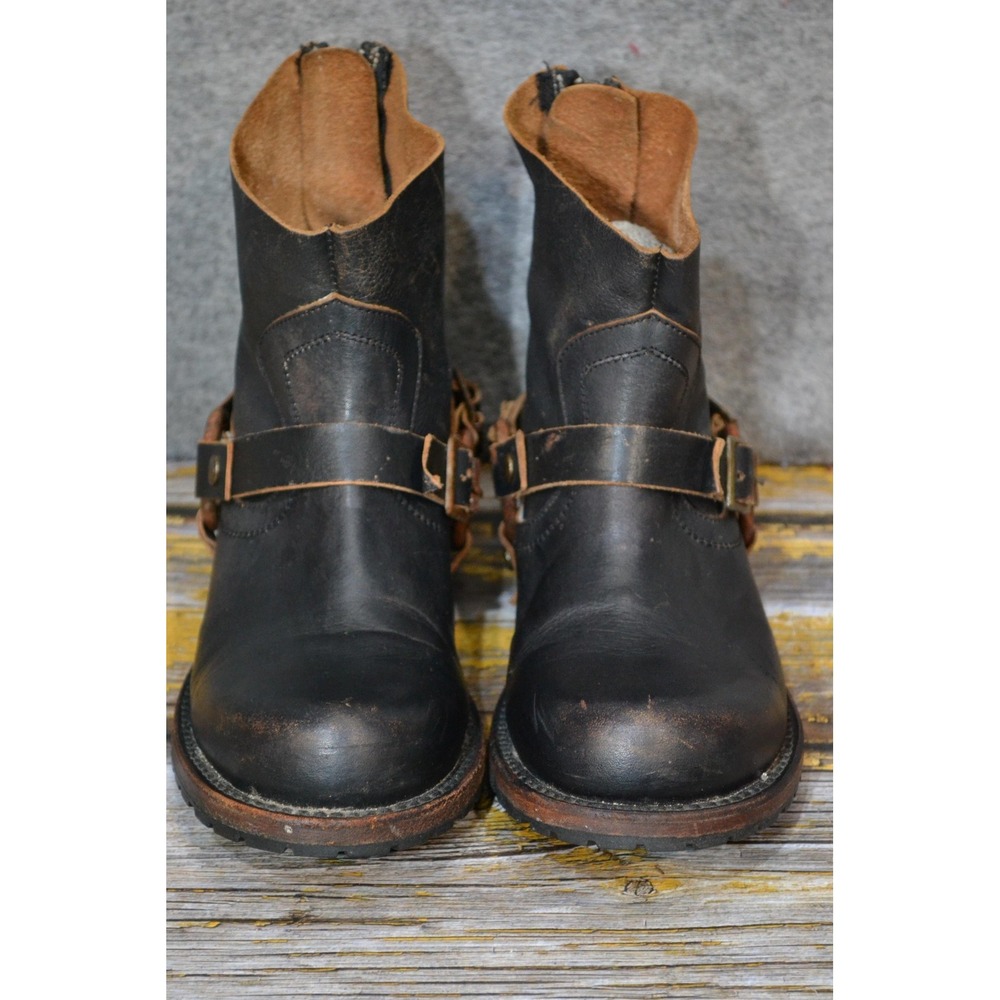 Freebird Hatchet Boots Womens Size 7 Black Leather Harness Ankle Biker By Steven - Picture 3 of 16